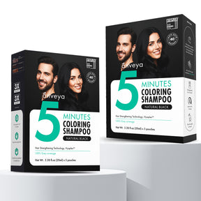 Anveya 5-Minutes Coloring Shampoo Natural Black (Pack Of 2), 200ml