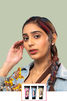 Anveya Summer Pink +Euphoria Blue + Champagne Gold | Look#27 - Temporary Hair Color