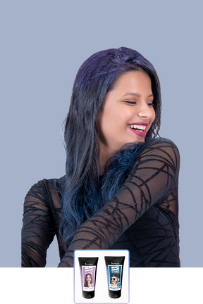 Anveya Galaxy Blue + Plush Purple | Look#65 - Temporary Hair Color