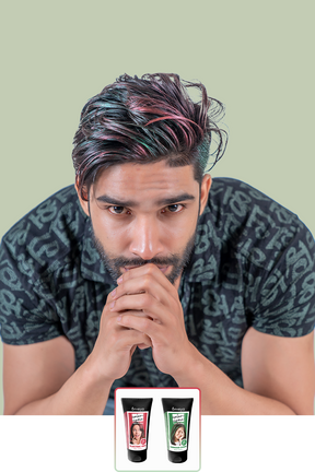 Anveya Mermaid Green + Electric Red | Look#60 - Temporary Hair Color
