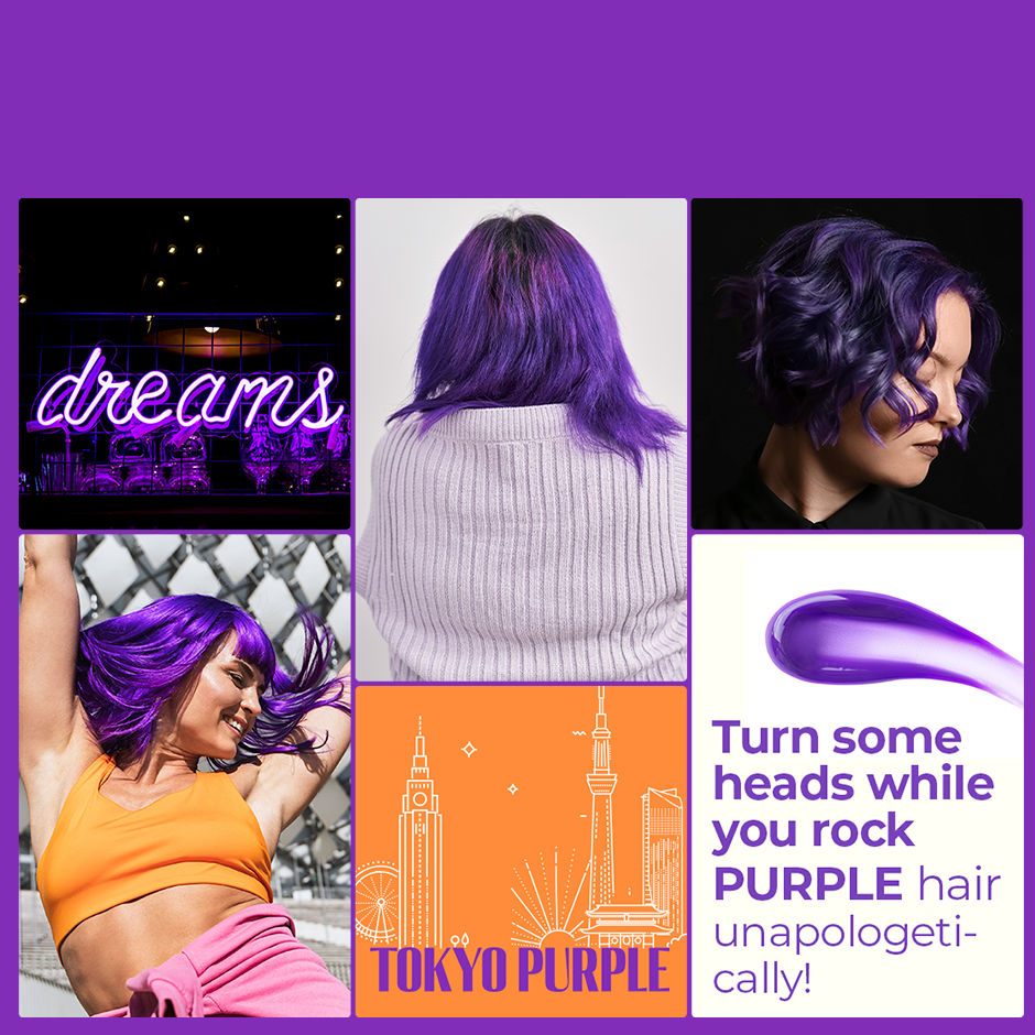 Anveya Tokyo Purple Semi Permanent Hair Color, 100ml